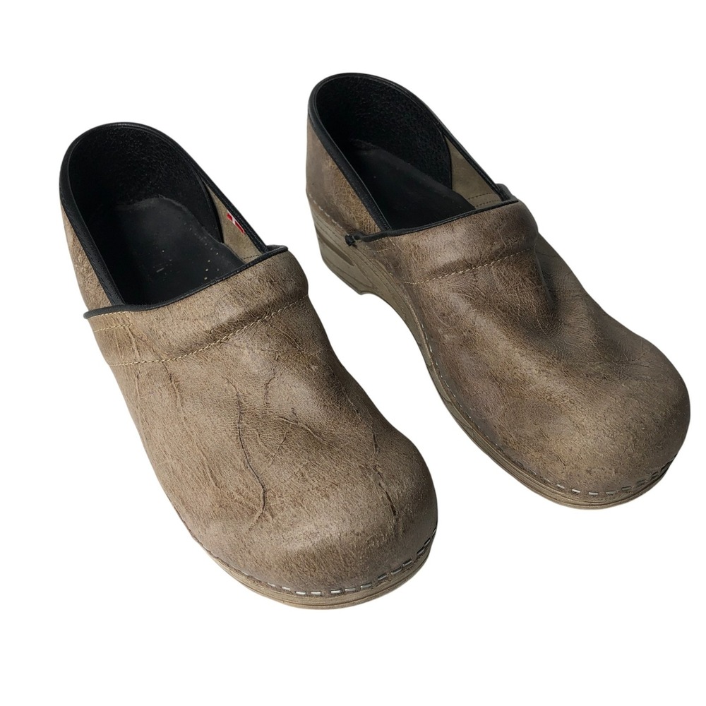 Sanita Danish Clogs Shoes Womens Size 41‎ Brown Leather Work Comfort Slip On
